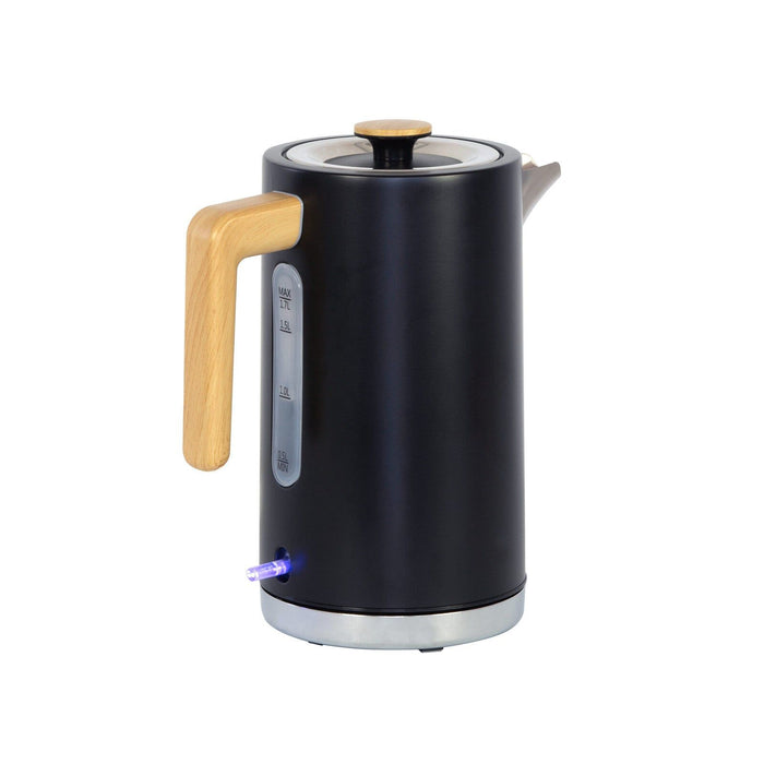 1.7L Kitchen Kettle in Black w/ Wood Accents-#product_category#-Home Living Store