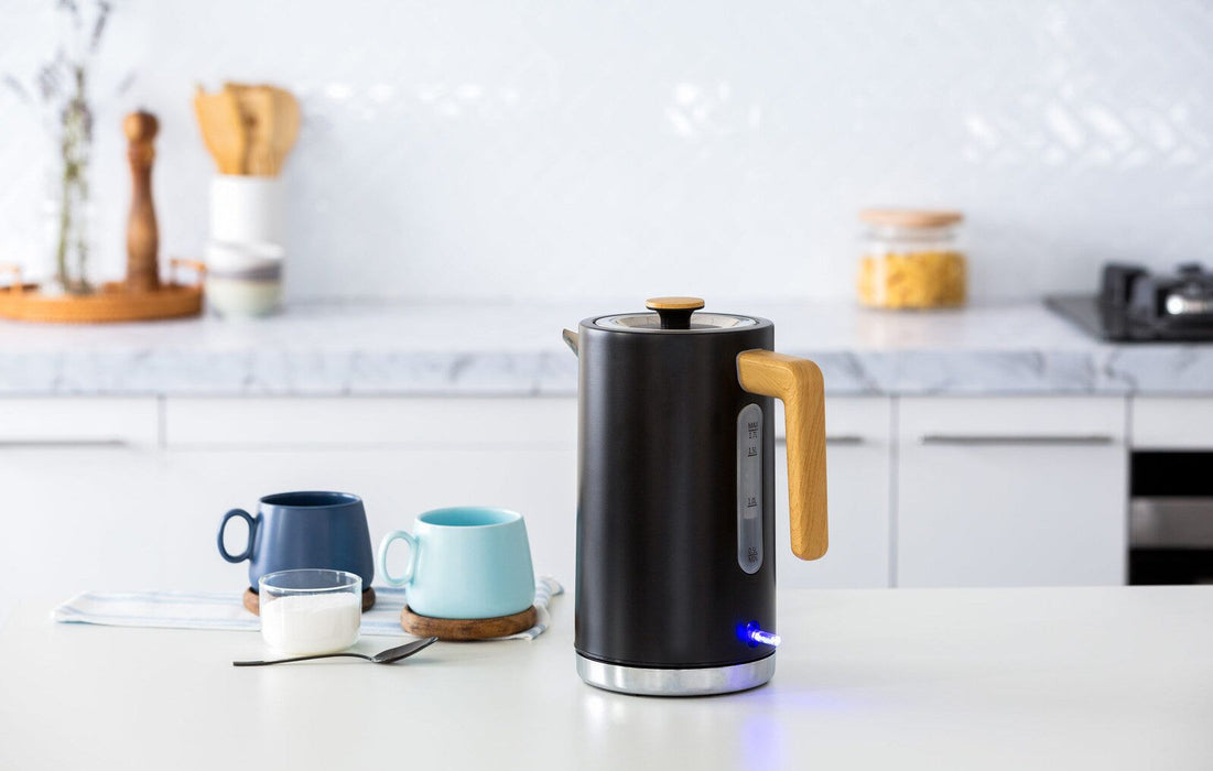1.7L Kitchen Kettle in Black w/ Wood Accents-#product_category#-Home Living Store