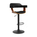 Bar Stool Curved Gas Lift PU Leather - Black and Wood Home Living Store