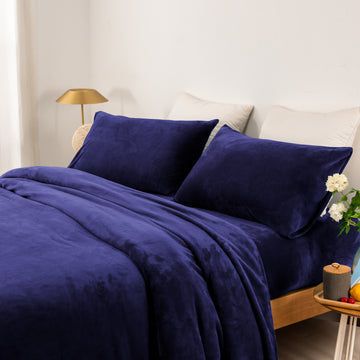 thermal microplush sheet set double midnight -Home Living Store - -  