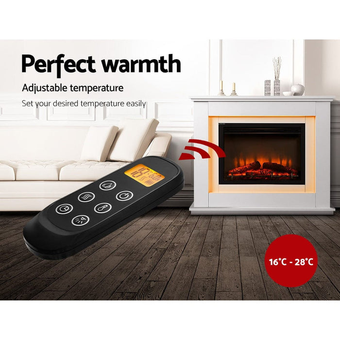 2000W Electric Fireplace Mantle Portable Fire Log Wood Heater 3D Flame Effect White Home Living Store