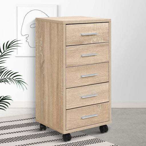 5 Drawer Filing Cabinet Storage Drawers Wood Study Office School File Cupboard Home Living Store
