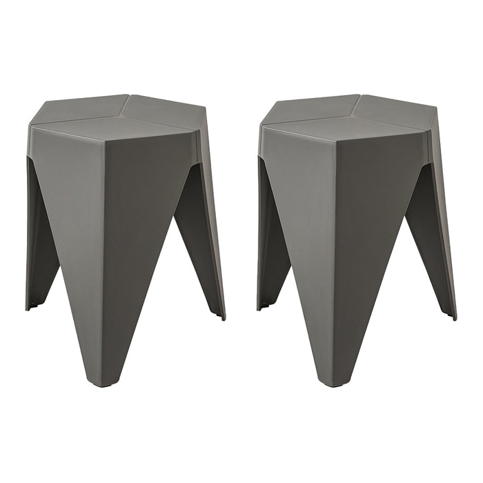 Two Bar Stools Puzzle Plastic Foot Stool Grey-Home Living Store- 