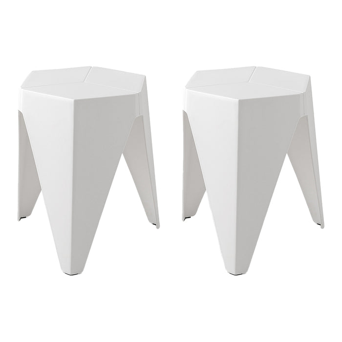 Two Bar Stools Puzzle Plastic Foot Stool White-Home Living Store- 