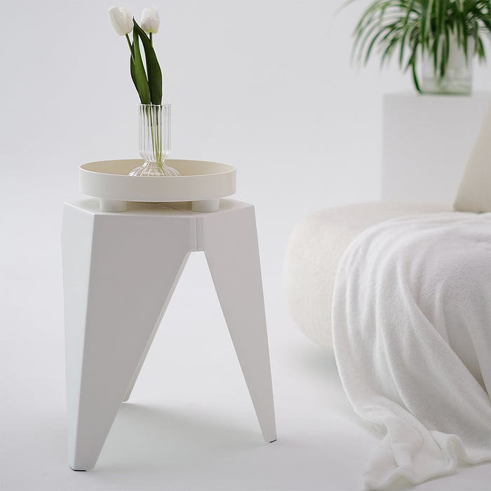 Two Bar Stools Puzzle Plastic Foot Stool White-Home Living Store- 