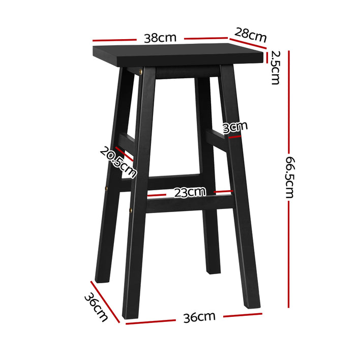 Two Bar Stools Kitchen Counter Stools Wooden Chairs Black-Home Living Store- 