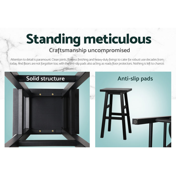 Two Bar Stools Kitchen Counter Stools Wooden Chairs Black-Home Living Store- 