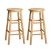 Two Bar Stools Round Chairs Wooden Nature-Home Living Store- 