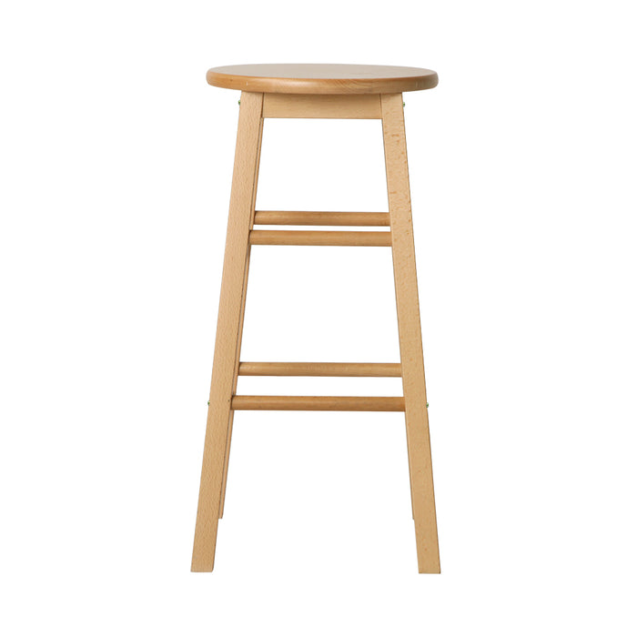 Two Bar Stools Round Chairs Wooden Nature-Home Living Store- 