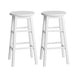 Two Bar Stools Round Chairs Wooden White-Home Living Store- 