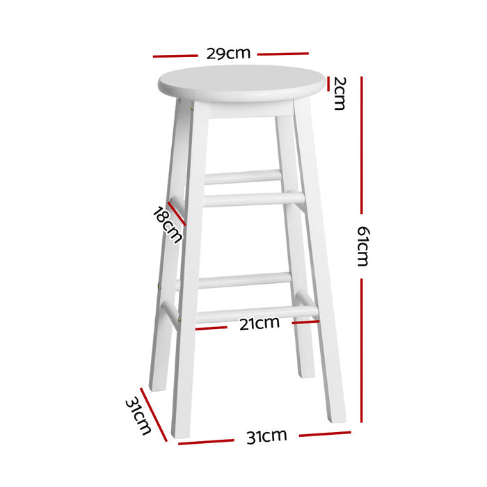 Two Bar Stools Round Chairs Wooden White-Home Living Store- 