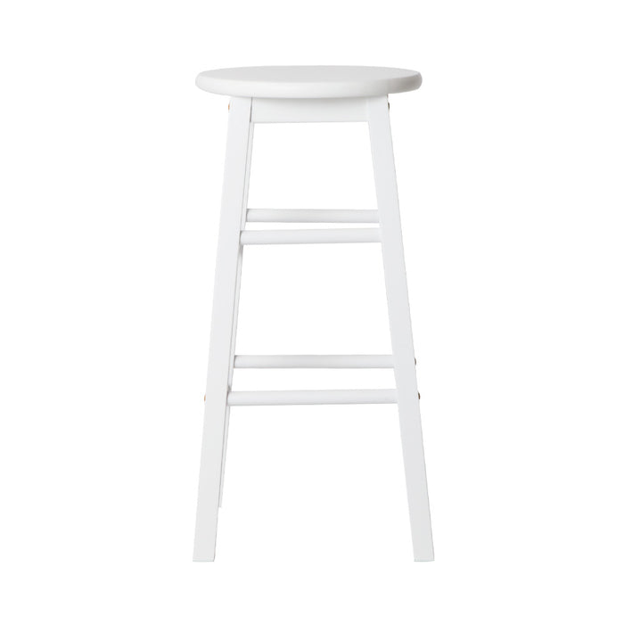 Two Bar Stools Round Chairs Wooden White-Home Living Store- 