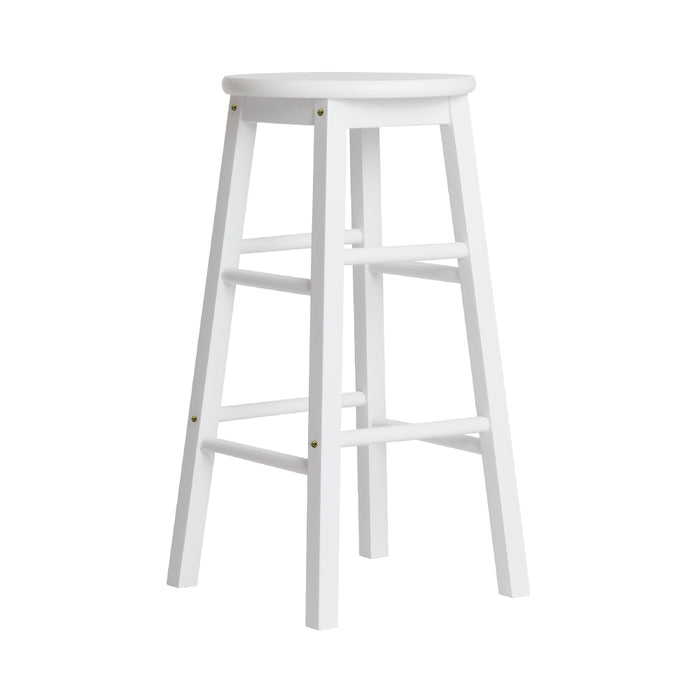 Two Bar Stools Round Chairs Wooden White-Home Living Store- 