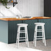 Two Bar Stools Round Chairs Wooden White-Home Living Store-Furniture > Chairs > Table & Bar Stools 