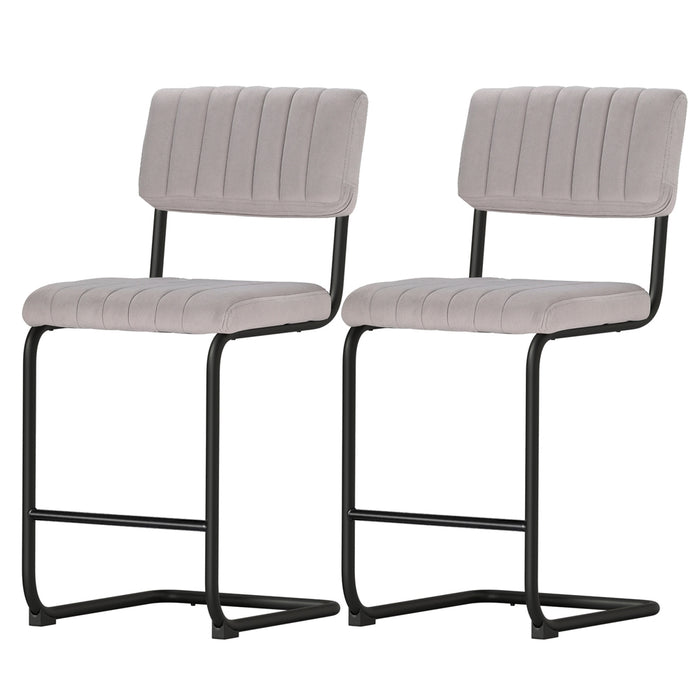 Two Bar Stools Velvet Chairs-Home Living Store- 