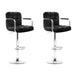 Two Bar Stools Leather Gas Lift w/Armrest Black-Home Living Store- 