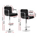 Two Bar Stools Leather Gas Lift w/Armrest Black-Home Living Store- 