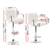 Two Bar Stools Leather Gas Lift w/Armrest White-Home Living Store- 