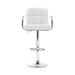 Two Bar Stools Leather Gas Lift w/Armrest White-Home Living Store- 