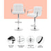 Two Bar Stools Leather Gas Lift w/Armrest White-Home Living Store- 