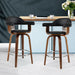 Two Bar Stools Leather Seat Wooden Legs-Home Living Store- 