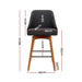 Two Bar Stools Swivel Seat Wooden Charcoal-Home Living Store- 