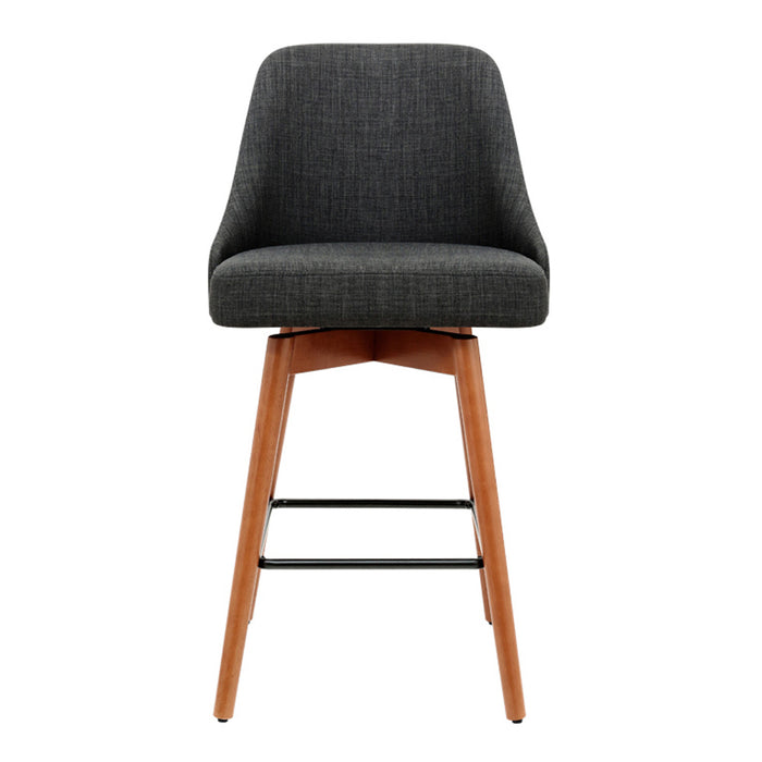 Two Bar Stools Swivel Seat Wooden Charcoal-Home Living Store- 