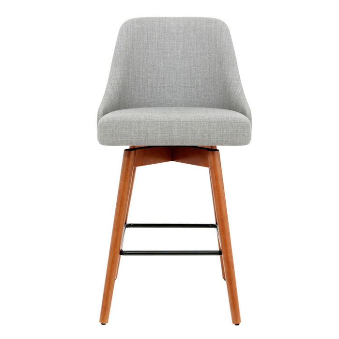 Two Bar Stools Swivel Seat Wooden Grey-Home Living Store- 