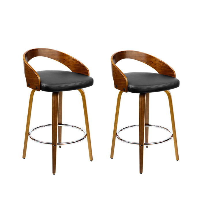Two Bar Stools Swivel Seat Curving Backrest-Home Living Store- 