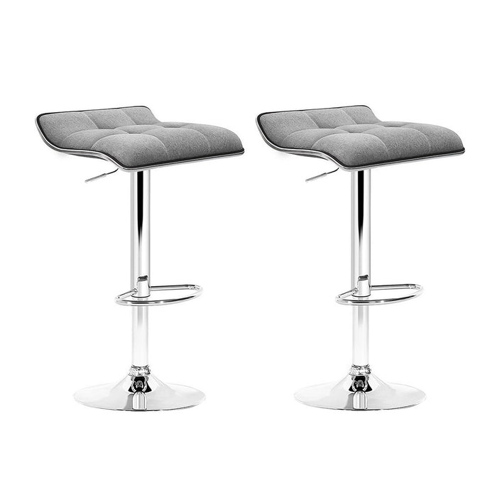 Two Bar Stools Linen Padded Gas Lift-Home Living Store- 