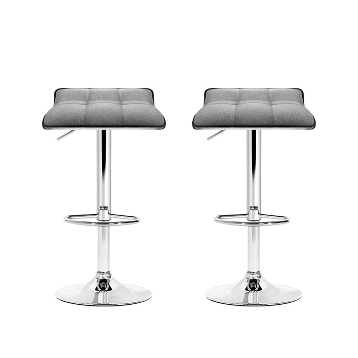 Two Bar Stools Linen Padded Gas Lift-Home Living Store- 