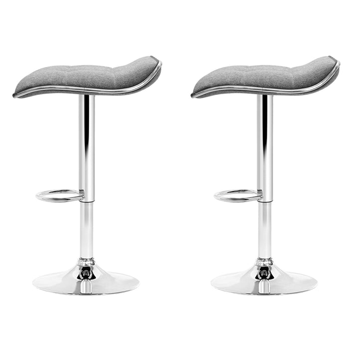 Two Bar Stools Linen Padded Gas Lift-Home Living Store- 