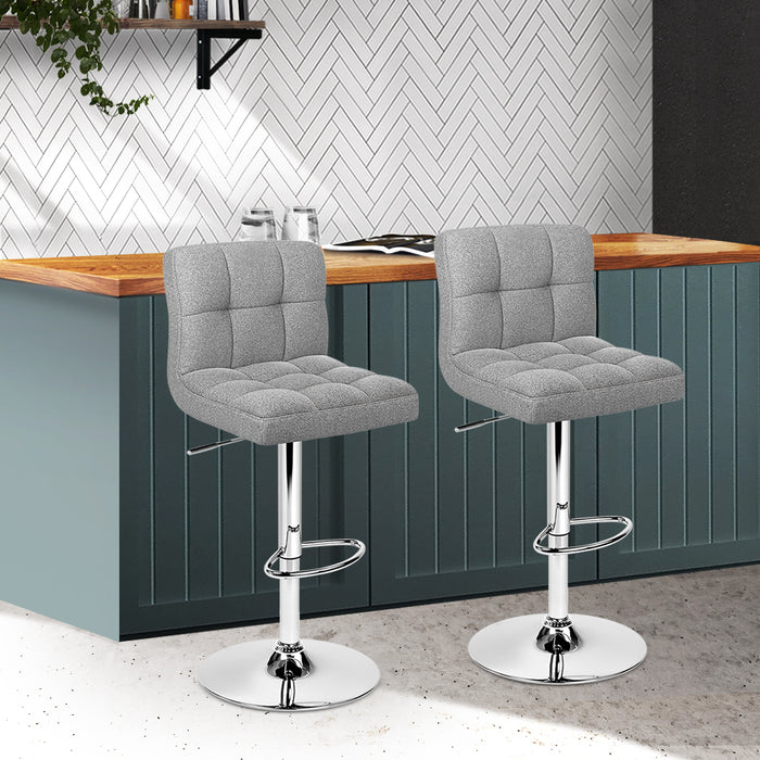 Two Bar Stools Leather Gas Lift Grey-Home Living Store-Furniture > Chairs > Table & Bar Stools 