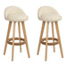 Two Bar Stools Padded Leather Wooden Beige-Home Living Store- 