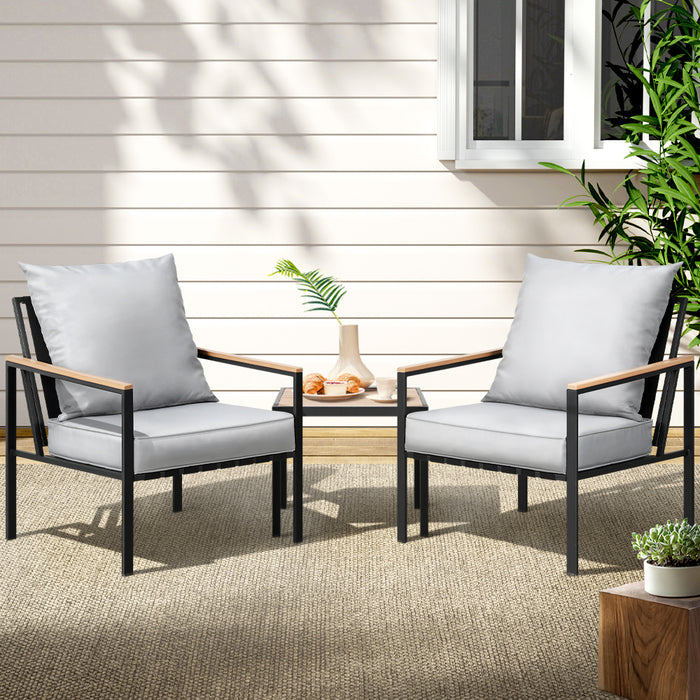 Gardeon Outdoor Furniture 3pcs Lounge Setting Bistro Set Chairs Table Patio