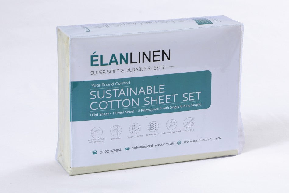 Elan Linen 1200TC Organic Cotton Cream Single Sheet Set