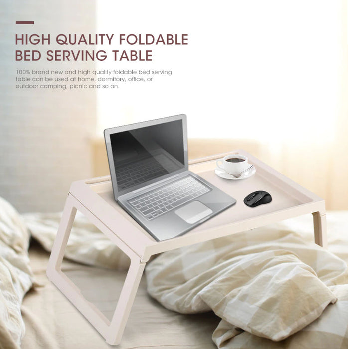 Multifunction Laptop Bed Desk with foldable legs for Home Office (White)