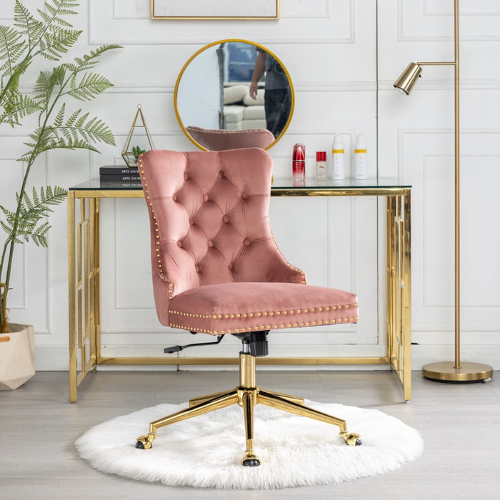 Velvet Home Office Chair- Pink