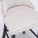 Two Velvet Upholstered Button Tufted Bar Stools with Wood Legs and Studs-Beige-Home Living Store- 