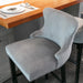 Two Velvet Upholstered Button Tufted Bar Stools with Wood Legs and Studs-Grey-Home Living Store- 