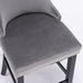 Two Velvet Upholstered Button Tufted Bar Stools with Wood Legs and Studs-Grey-Home Living Store- 