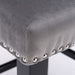 Two Velvet Upholstered Button Tufted Bar Stools with Wood Legs and Studs-Grey-Home Living Store- 