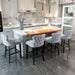 Two Velvet Upholstered Button Tufted Bar Stools with Wood Legs and Studs-Grey-Home Living Store- 