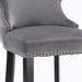 Two Velvet Upholstered Button Tufted Bar Stools with Wood Legs and Studs-Grey-Home Living Store- 