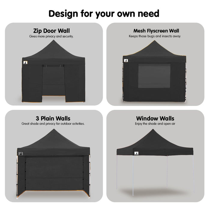Wallaroo Gazebo Tent Marquee 3x3 PopUp Outdoor Black