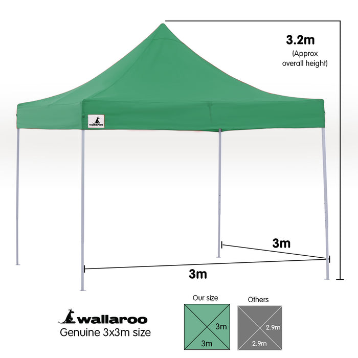 Wallaroo Gazebo Tent Marquee 3x3 Popup Outdoor - Green