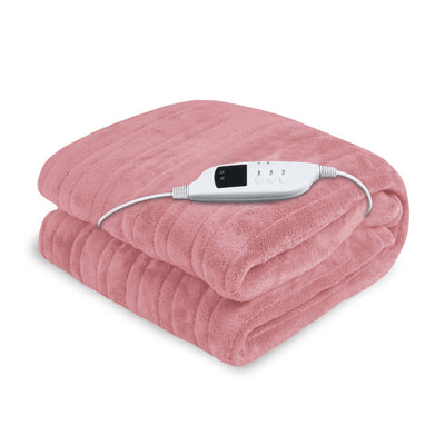 Laura Hill Heated Electric Blanket Throw Rug Coral Warm Fleece Pink-Home Living Store- 