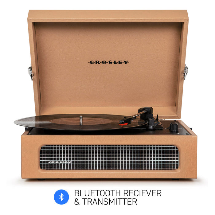 Crosley Voyager Tan - Bluetooth Portable Turntable  & Record Storage Crate