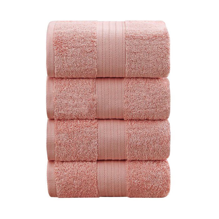 Linenland 4 Piece Cotton Bath Towels Set - Coral