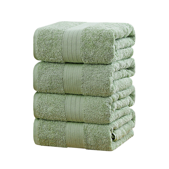 Linenland 4 Piece Cotton Bath Towels Set - Sage Green